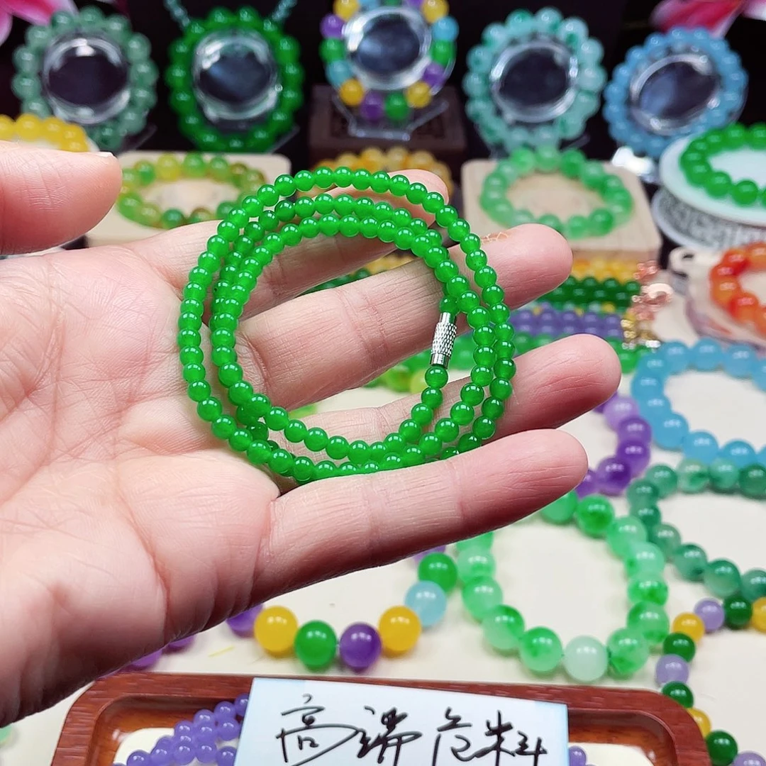 翡翠未镶嵌颈饰卡4.5翡翠珠链男女款03