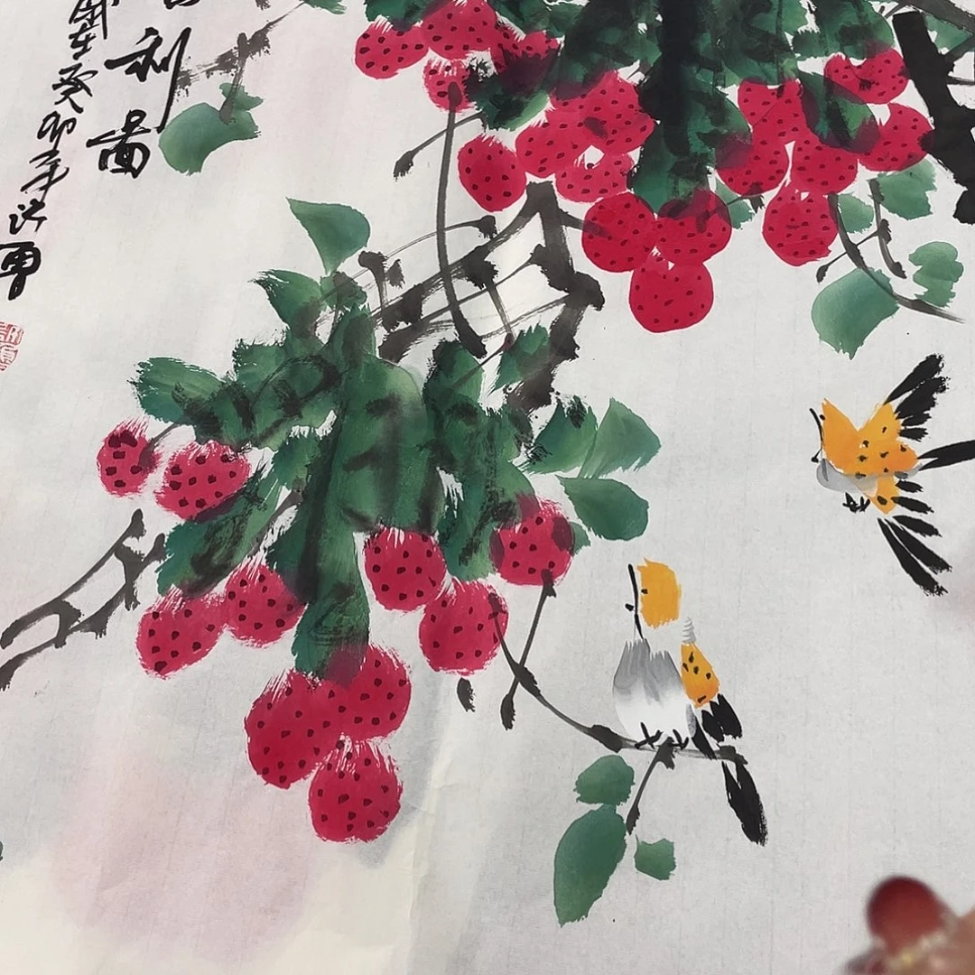 国画纯手绘的花鸟山水