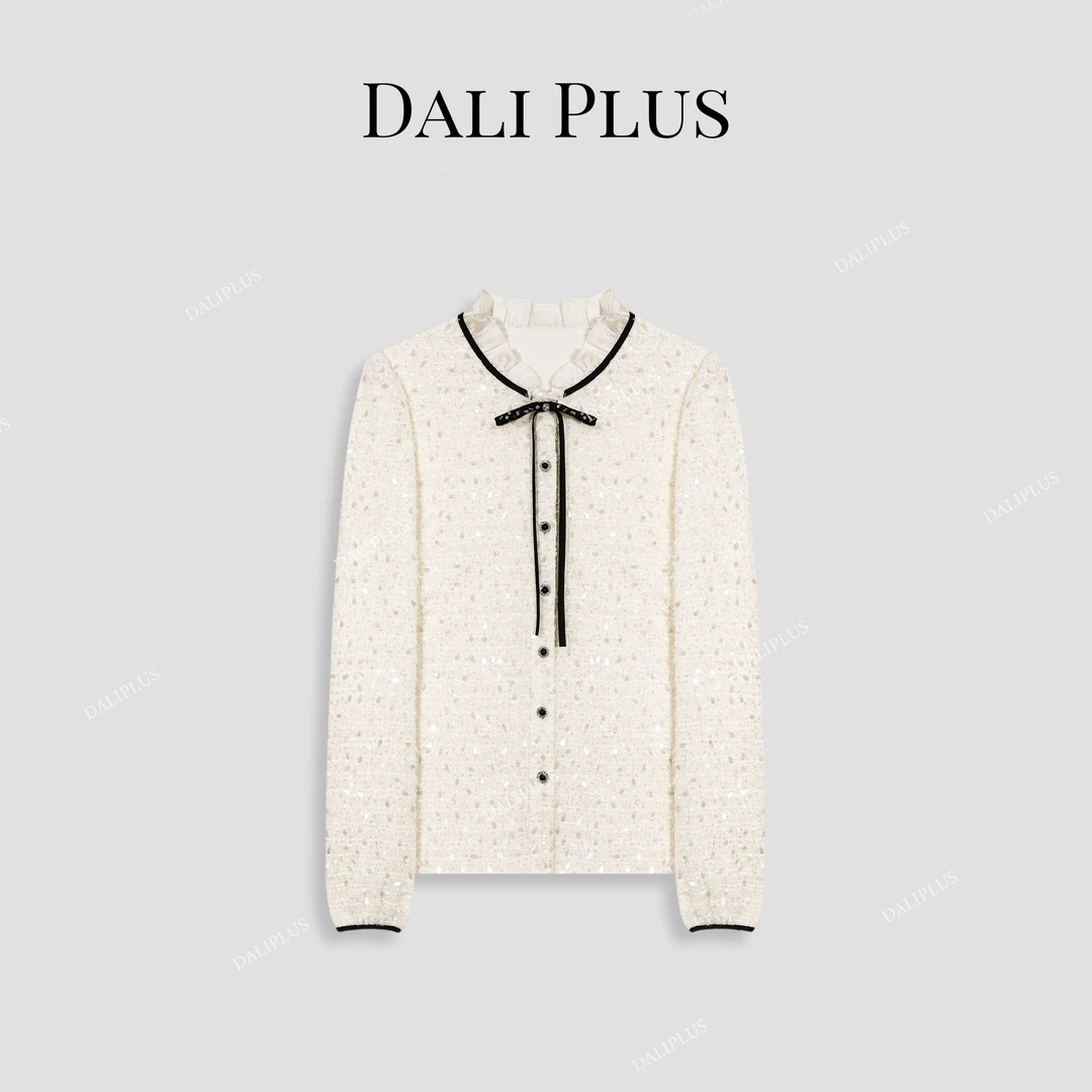 DALI PLUS独特别致减龄系带蝴蝶结加绒秋冬衬衫-D4XY0371