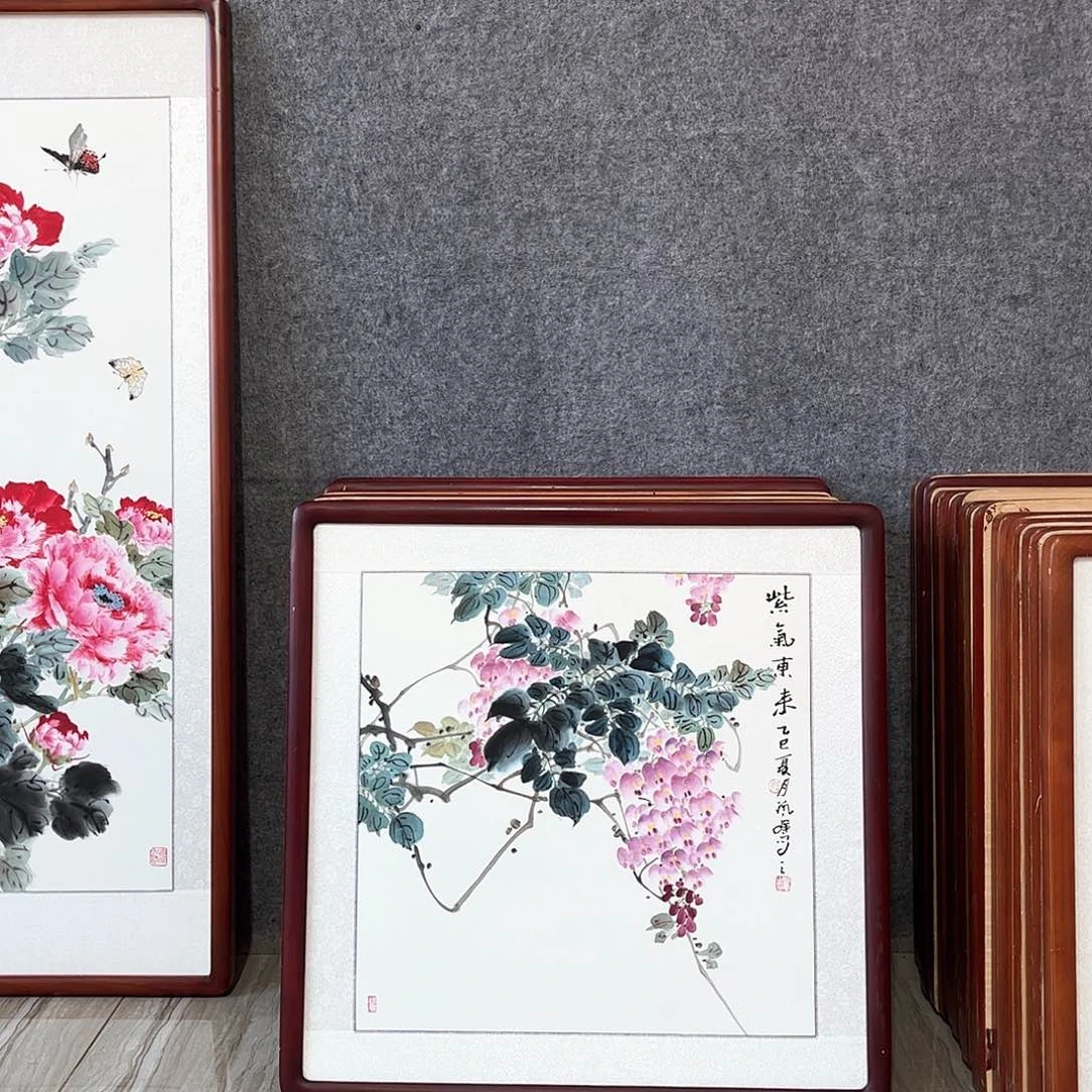 国画书画作品带框63×63