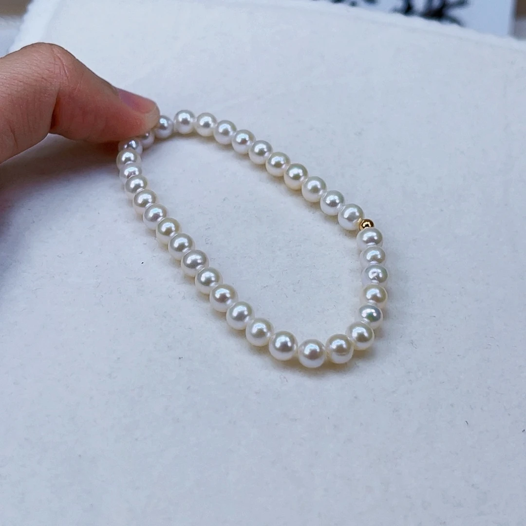 银S925镶嵌手绳淡水珍珠5-6天然淡水珍珠手链