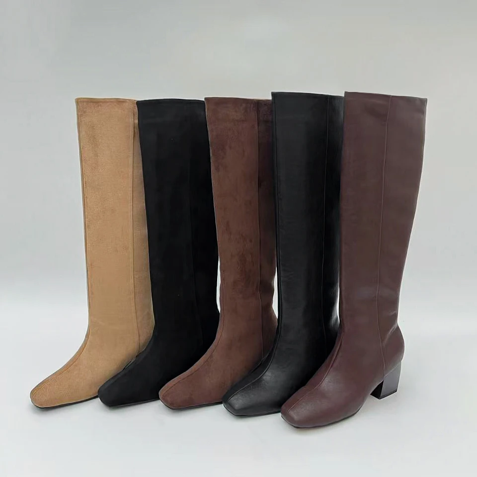 （新）跟高6cm/34-40/620/冬季新款粗跟直筒复古气质显高显瘦长筒