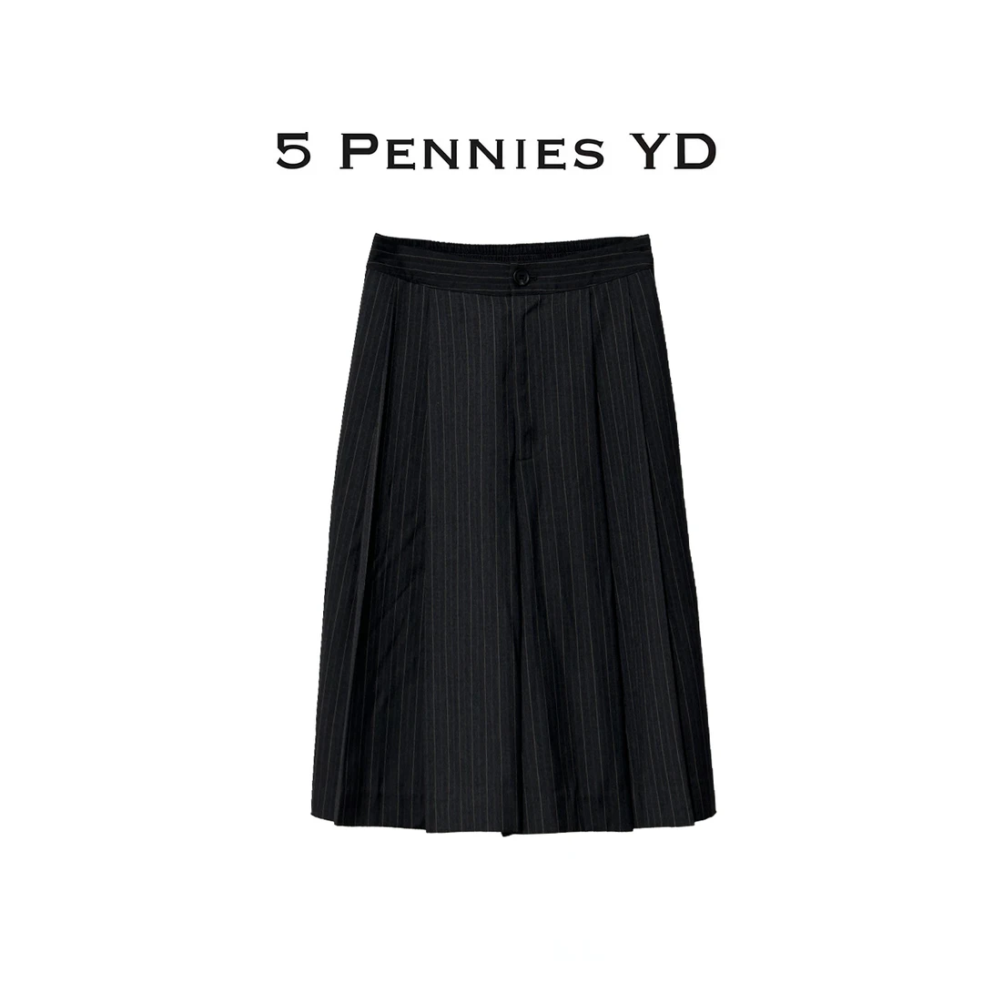 5 PENNIES YD设计师款夏季时尚百搭休闲条纹阔腿中裤（精选联盟）