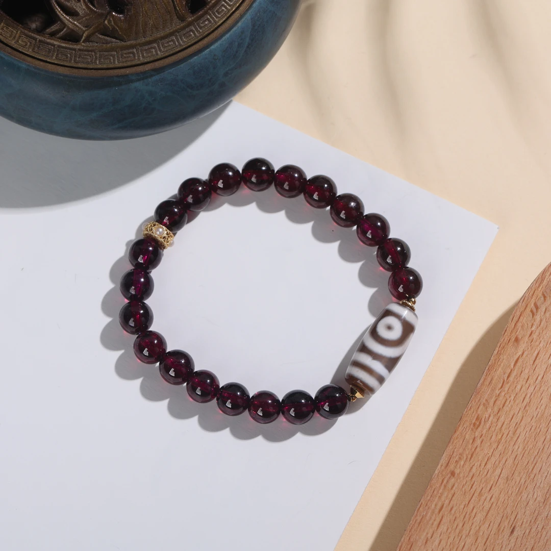 【诗语】天然紫牙乌二眼手串玛瑙925银单圈多样性发一-T4-263C1-304