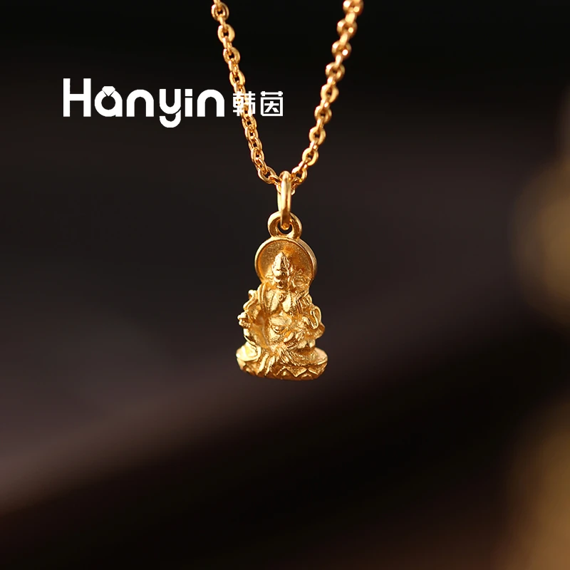 铜合金项链 立体小巧迷你佛公吊坠45cm针式万能链项链