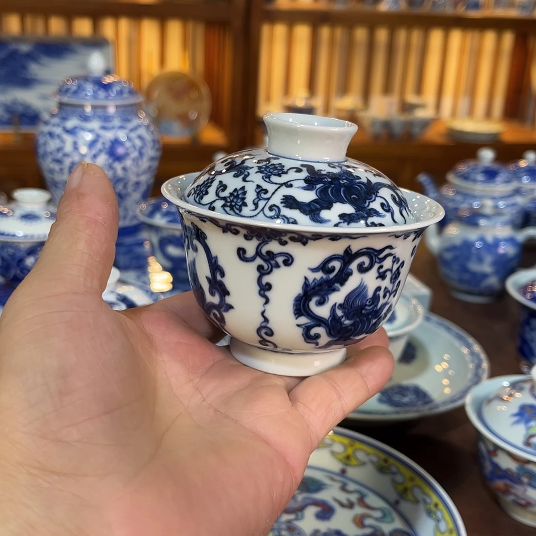 錡镇堂手工手绘盖碗