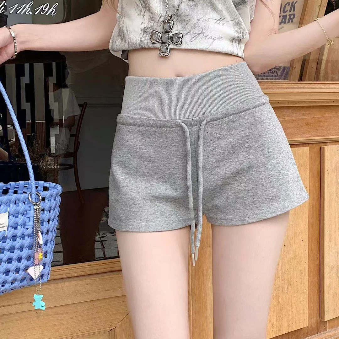 2025夏季新款美式辣妹运动外穿短裤女百搭休闲显瘦抽绳低腰热裤