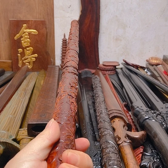 紫檀木木80长盘龙棍