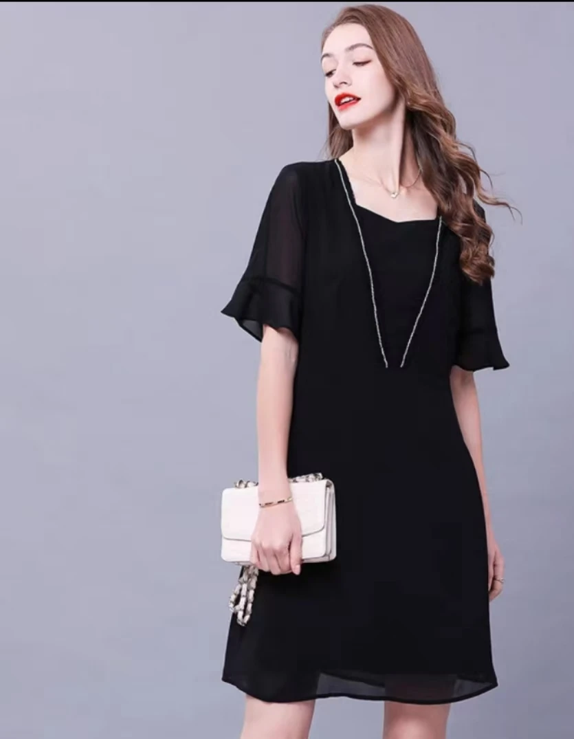 9809时尚气质假两件连衣裙