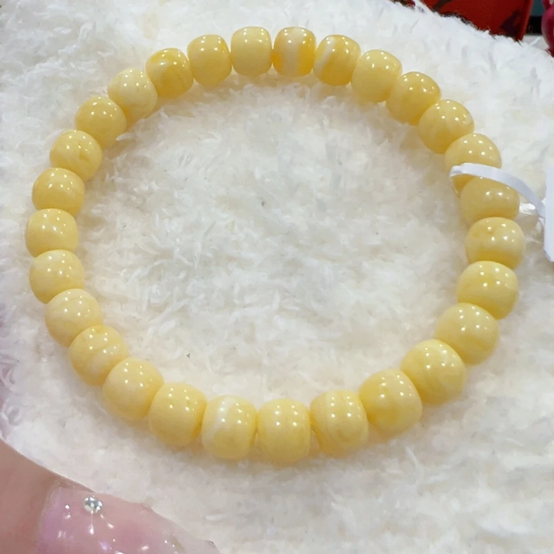 蜜蜡手链未镶嵌8m奶白微瑕