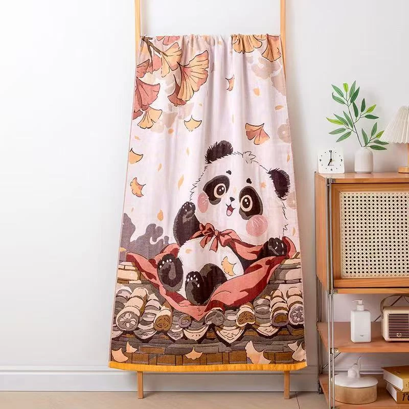 落叶熊猫（浴巾）80*160四季通用透气性好