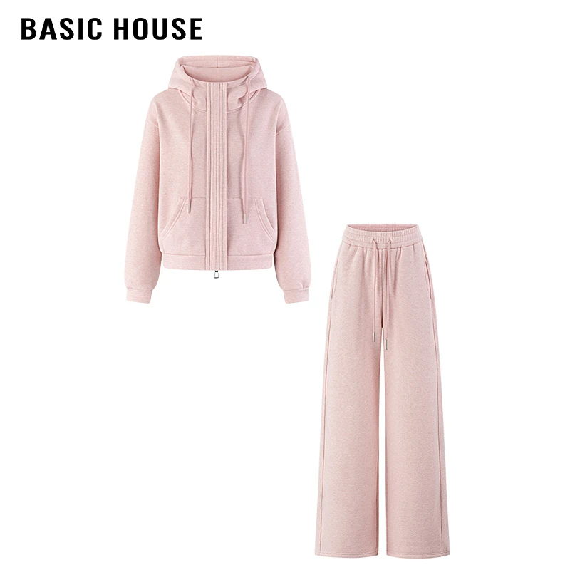 百家好/Basic House连帽抽绳拉链外套韩系休闲裤运动套装2025春季