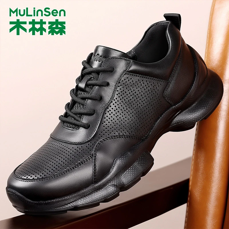 木林森男鞋夏季软底男士运动鞋皮鞋男百搭皮凉鞋男士软皮休闲鞋子