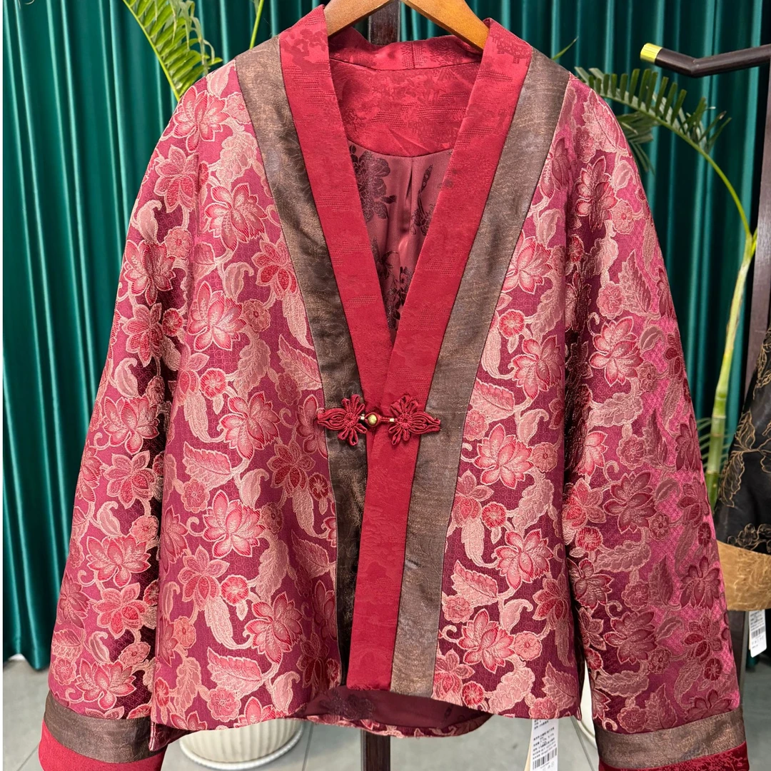 筱歌新年战袍桑蚕丝宋锦90白鹅绒国风新年华服新款