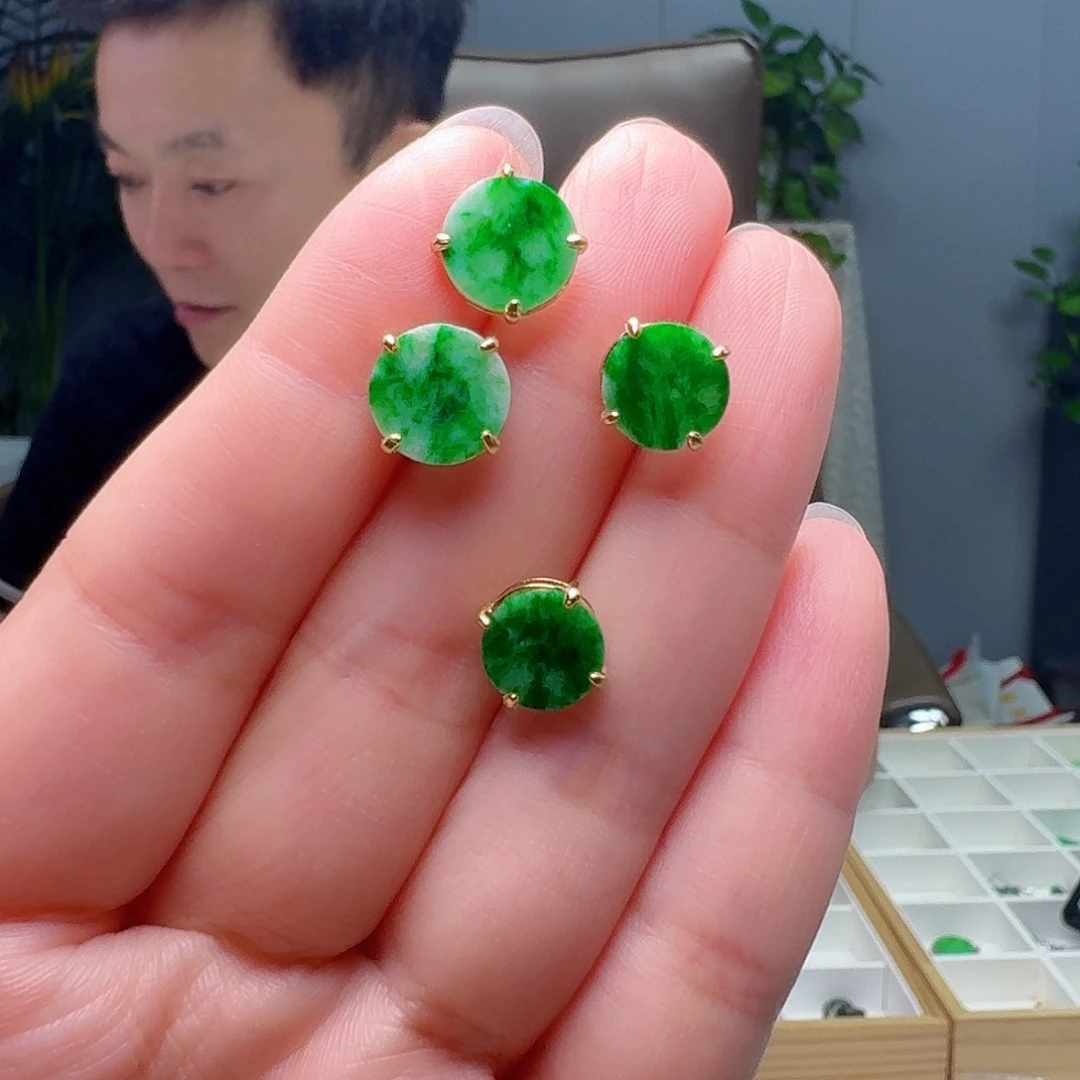 翡翠银S925镶嵌耳饰多样性发货其一