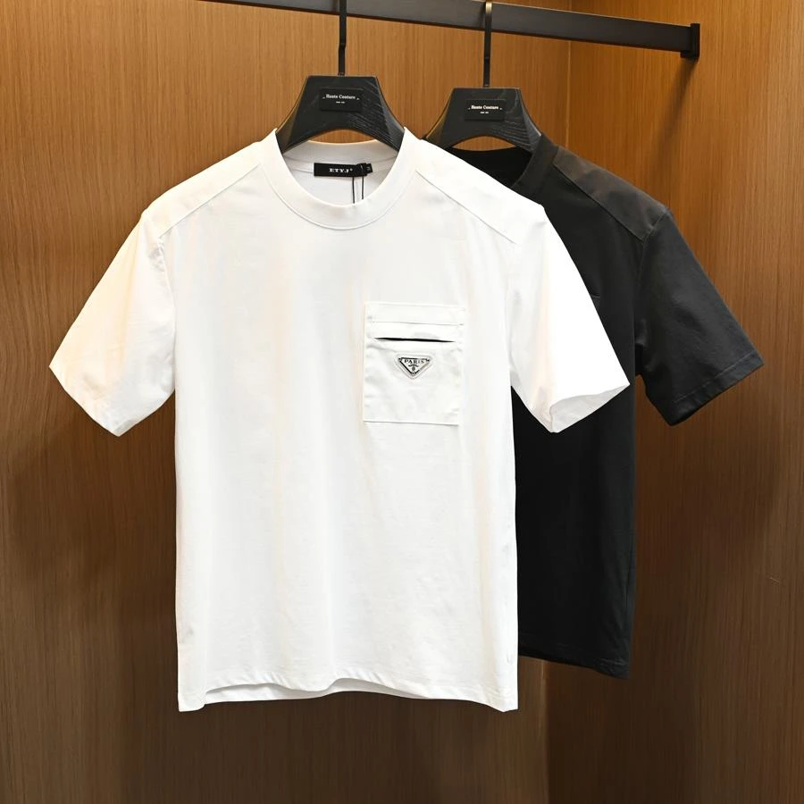 【TQUX港奢男装】流行轻奢大码舒适短袖T恤新款男装简约夏季丝光