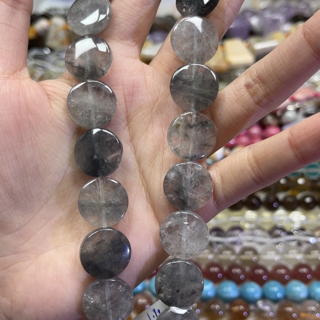 玛瑙/玉髓散珠天然云雾水晶卡16长条38厘米