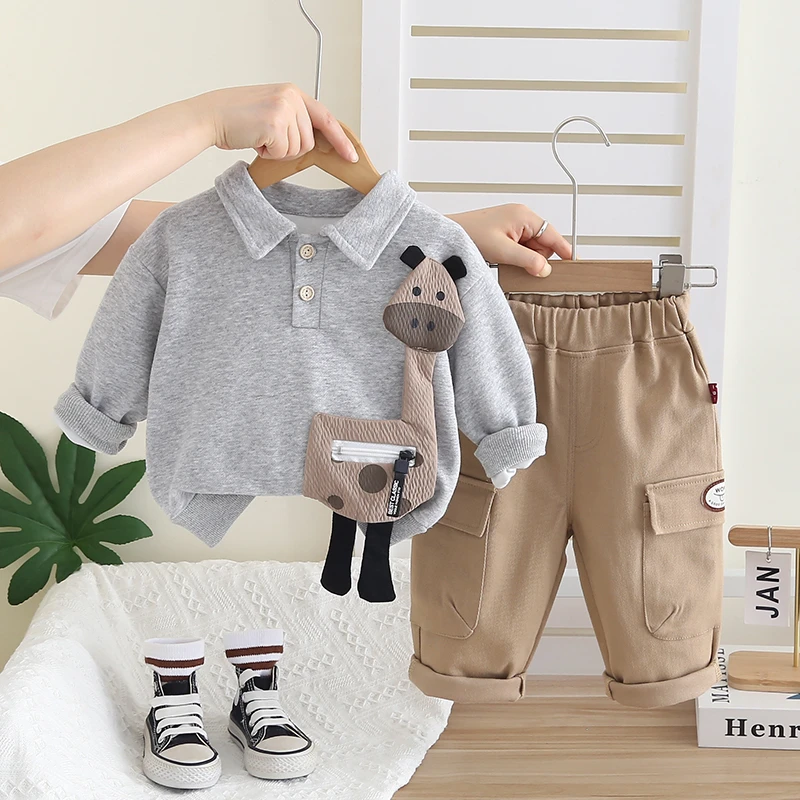 童装男童秋装套装新款帅气男宝宝婴儿童春秋季洋气卡通卫衣两件套