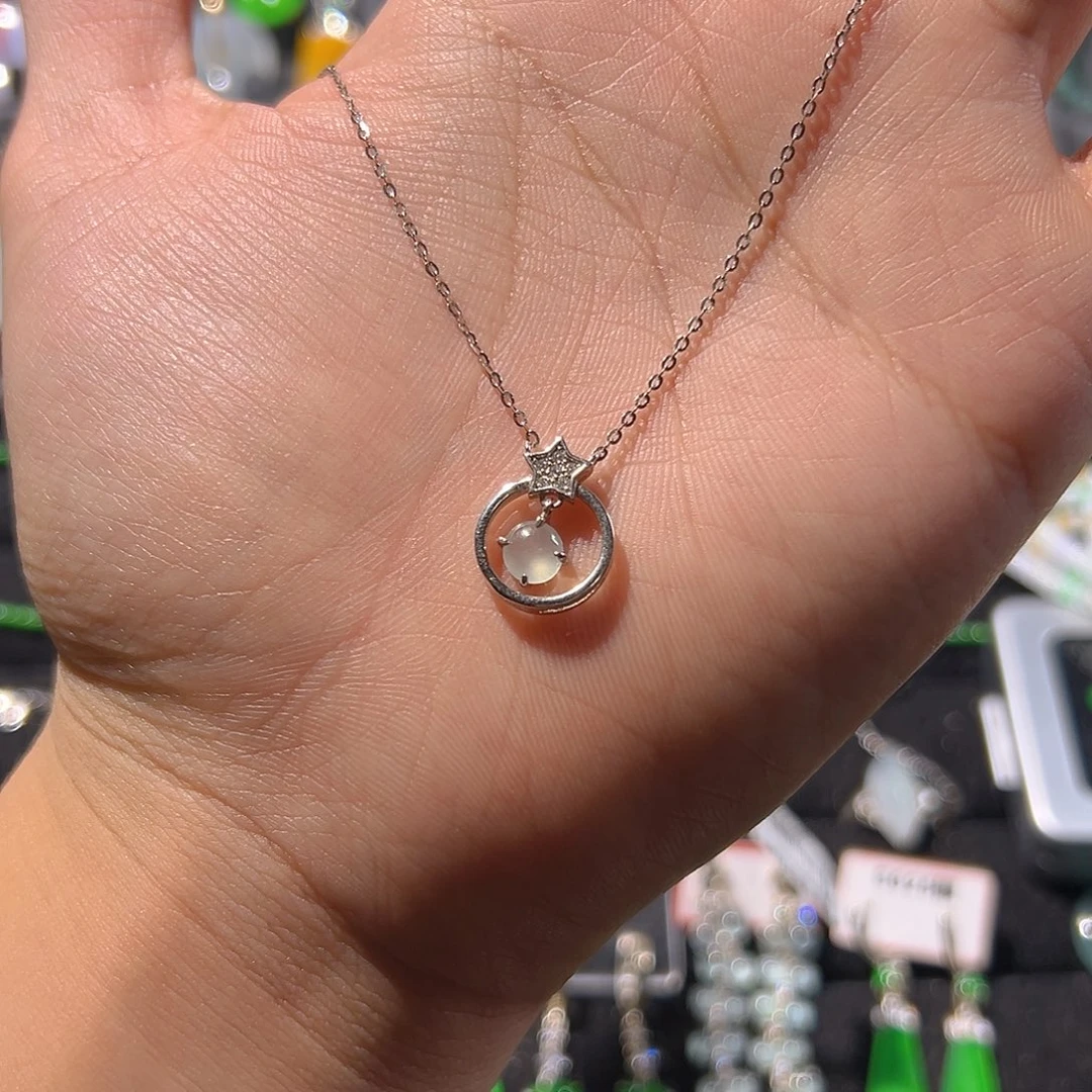 翡翠银S925镶嵌吊坠(不含链)