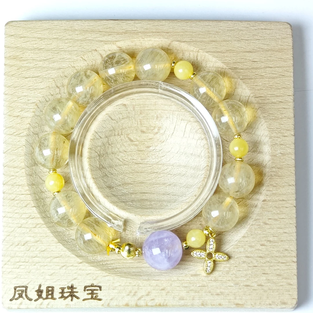 高定珠宝轻奢时尚款黄铜发DIY舒俱晶圆珠水晶手串-s1193