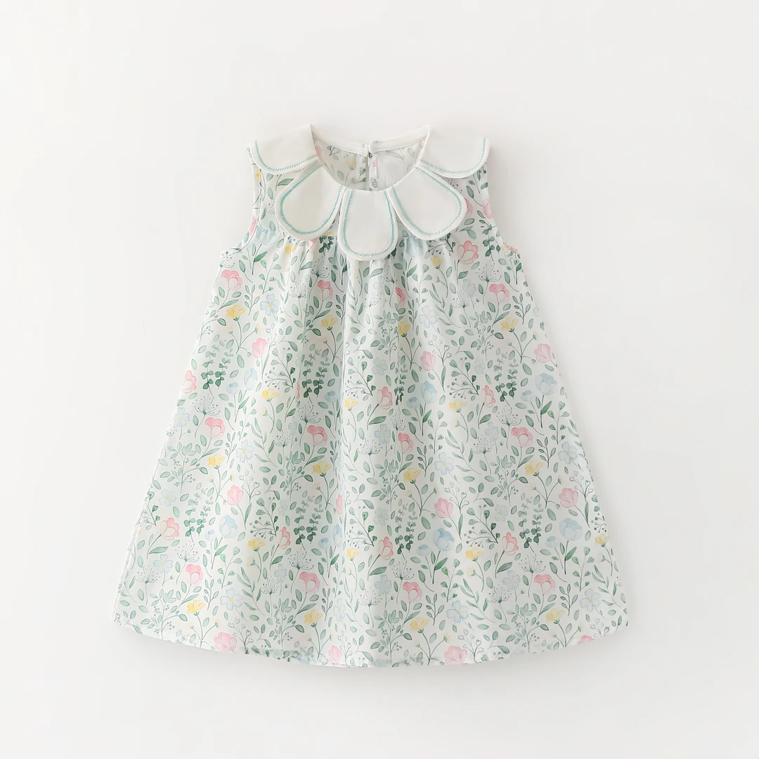 儿童裙子女中小童苍翠夏日连衣裙QX727