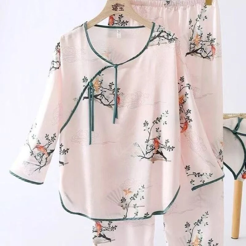 Z8 古风宫蝶盘扣睡衣套装