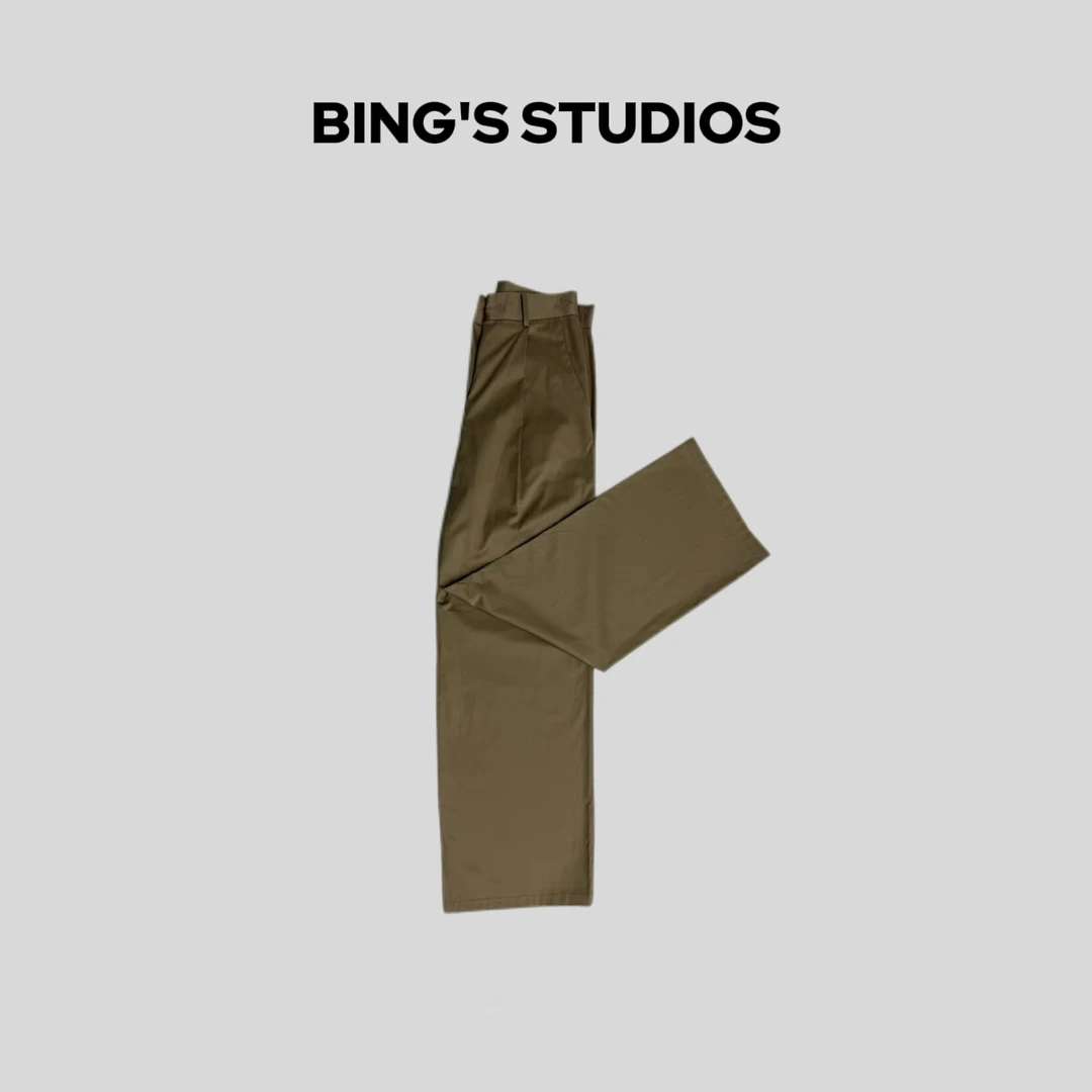 Bing Studios｜极简气质时尚百搭显瘦贡缎棉休闲裤-5083