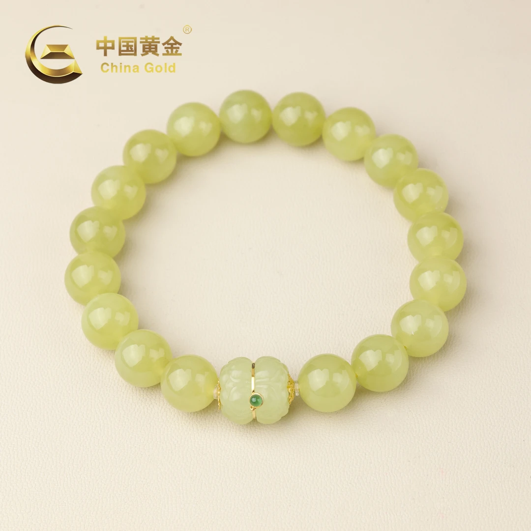 【中国黄金】栖萤 | 和田玉*手串*18k金镶嵌-S4440-Y