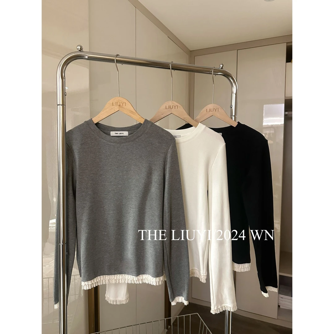 【LIUYI】花边蕾丝T~冬季加绒加厚内搭T恤412069