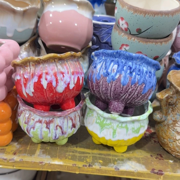 凑9块包邮，有孔，陶瓷花盆