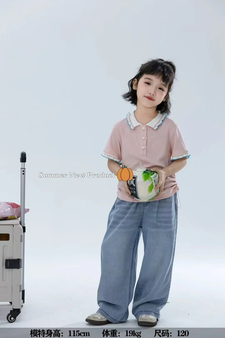 2025新款男女童洋气舒适百搭韩版直筒老爹微喇牛仔裤