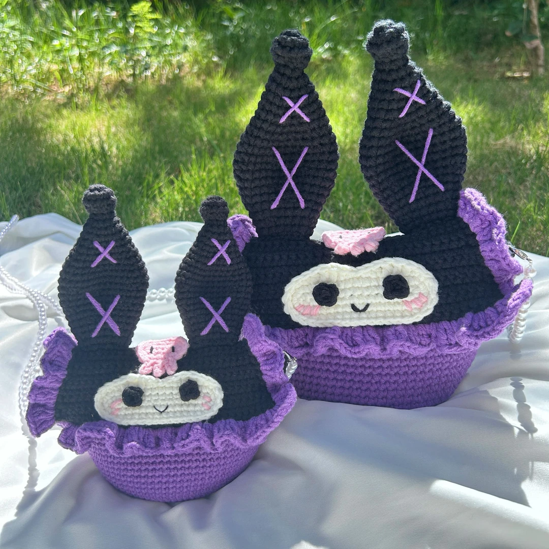 库洛米卡通斜挎包手工钩织可爱亲子毛线针织儿童包成品DIY材料包