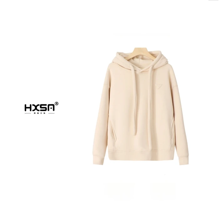 （现）HXSM「三角标卫衣」冬加绒粗帽绳连帽卫衣512