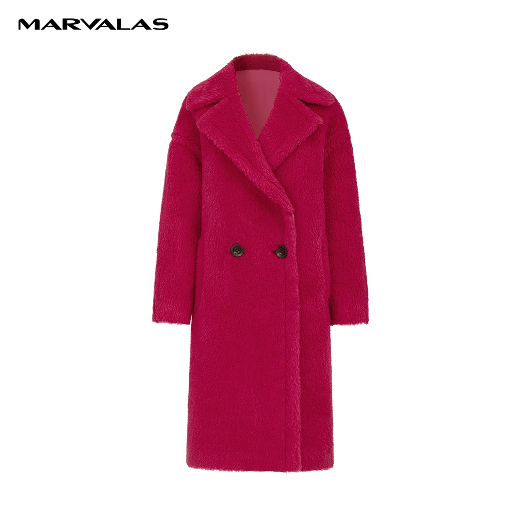 【芊芊专属】曼德诗双面呢棉羊毛大衣翻领双排扣百搭绵羊毛