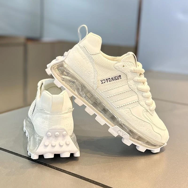 潮牌高档三条杠老爹鞋男夏季网面舒适透气运动鞋时尚气垫减震男鞋