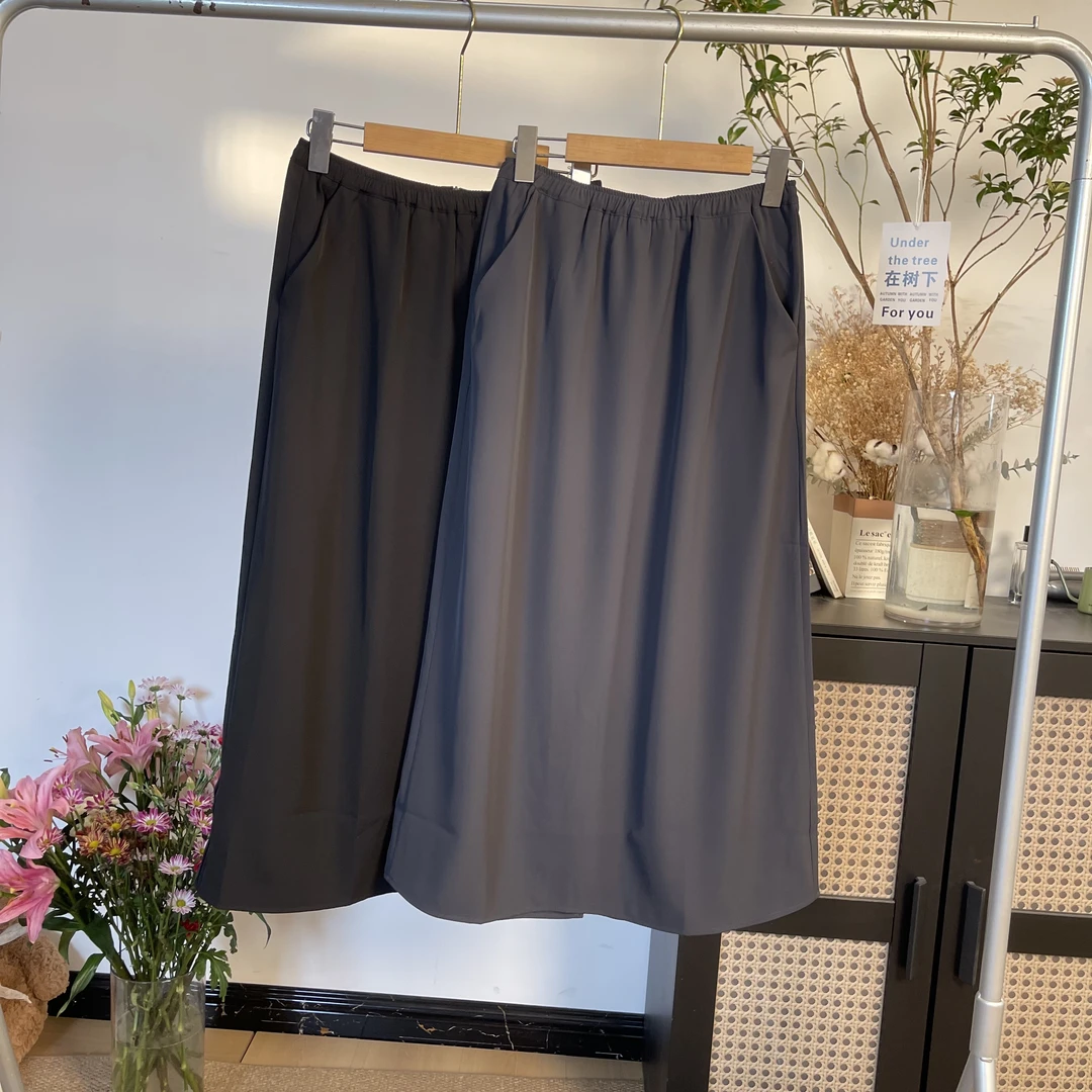Yun Shen-「茶马冰丝西服料半裙 」夏季百搭遮肉冰丝半身裙9168-CH