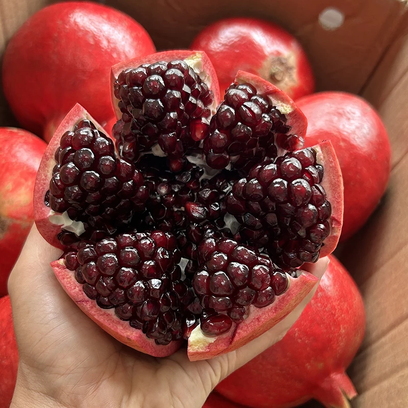 【现货-黑金皇后】符书记云南当季新鲜水果红皮超软籽甜石榴带箱5斤