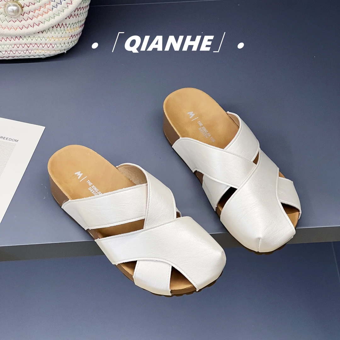 「Qan'h千合女鞋」•增高包头拖女夏季欧若风气质凉拖鞋（855-2 ）