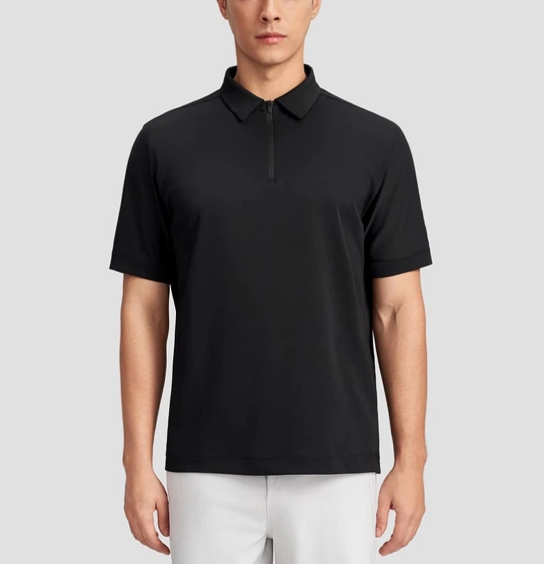 【明选】 半拉链设计凉感珠地网眼透气夏季男通勤短袖POLO衫2427