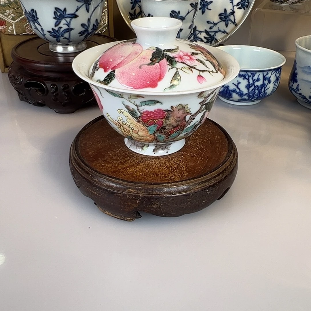 杯子钟新春三多盖碗