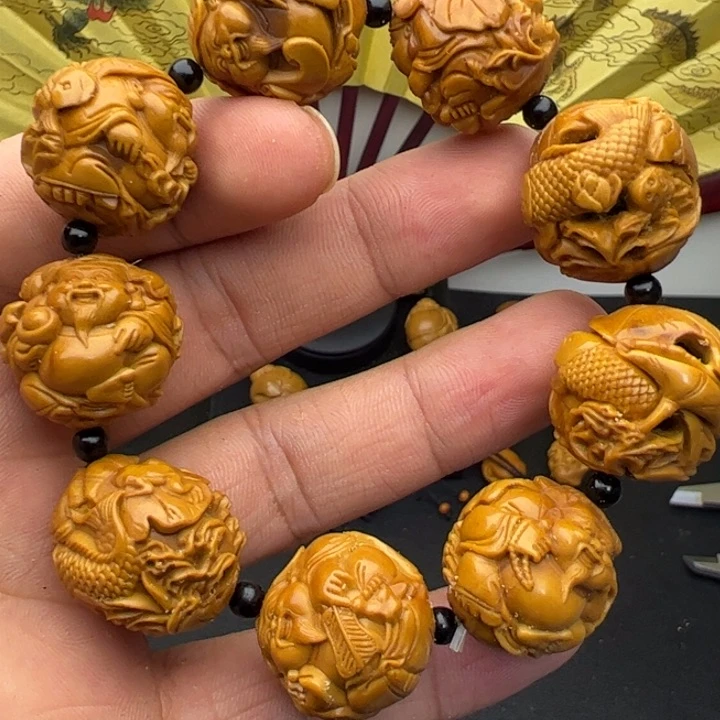橄榄核手串/手链2.2返油荷叶鲤鱼财神