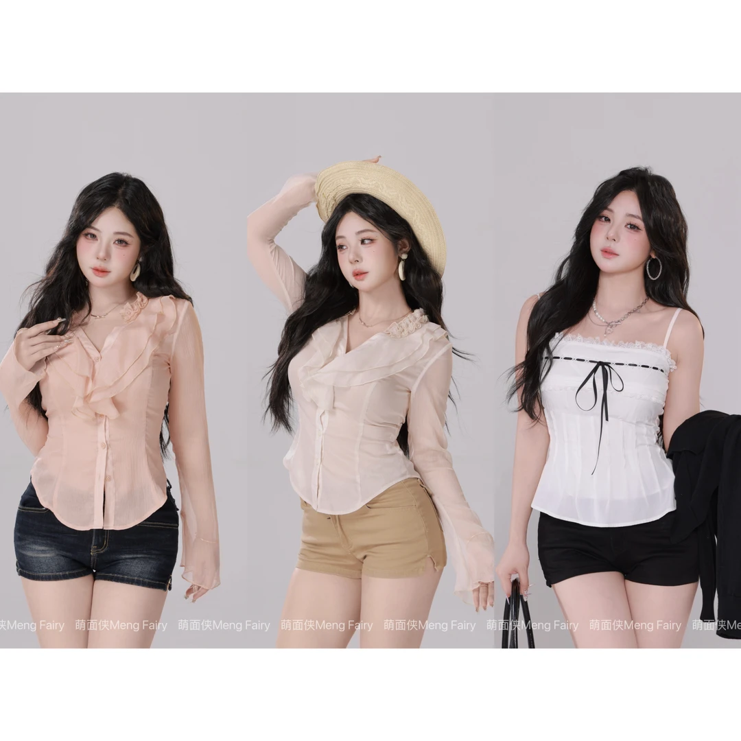 现货MengFairy【辣妹短裤】100棉V型腰头丰胯牛仔短裤6574M6560M