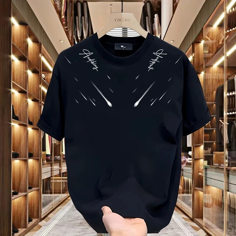 高品质重磅纯棉印花短袖T恤青年男女款夏季ins潮牌修身圆领上衣男