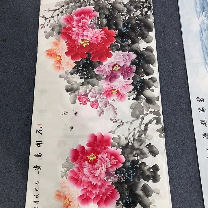 国画小六尺牡丹一副