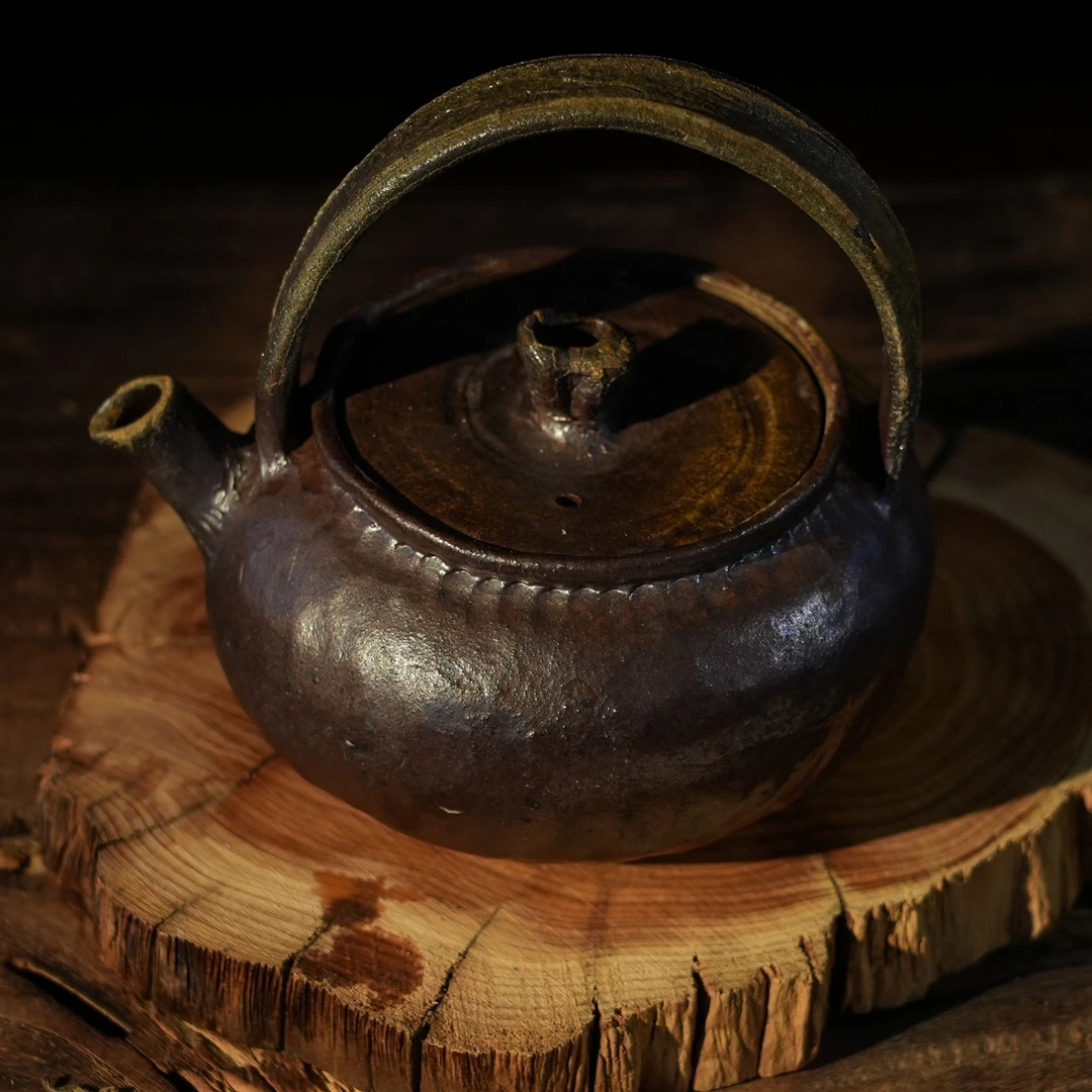 纯手工 原矿 馒头窑 柴烧 手工 小提梁壶 陶瓷 家用 复古