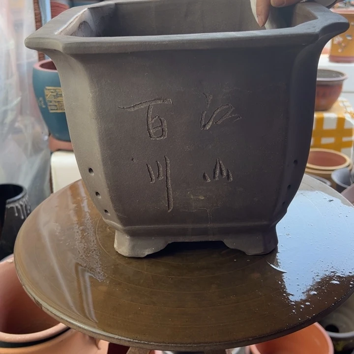 紫砂宜兴紫砂花盆切角四方31