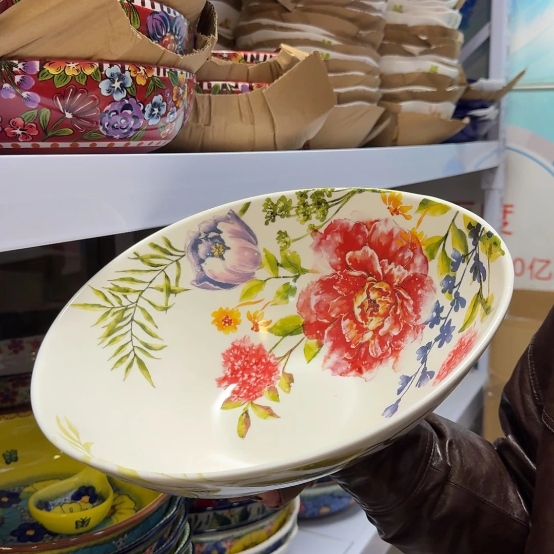 瓷12英寸牡丹花水滴盆一只