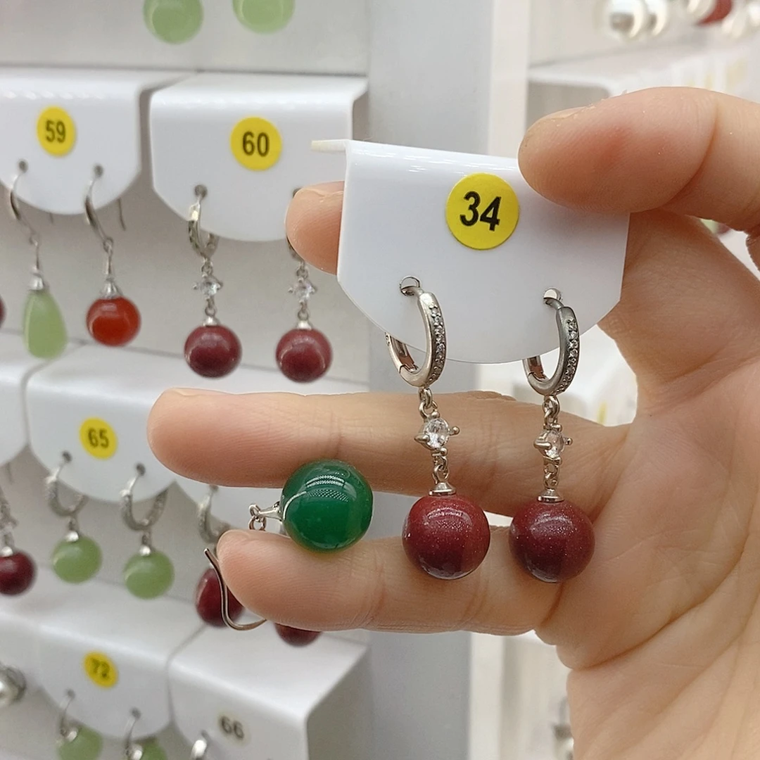 925银14毫米綠色珠子