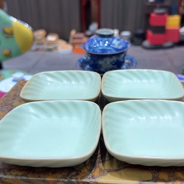 汝瓷方器杯垫一组。。。品茗