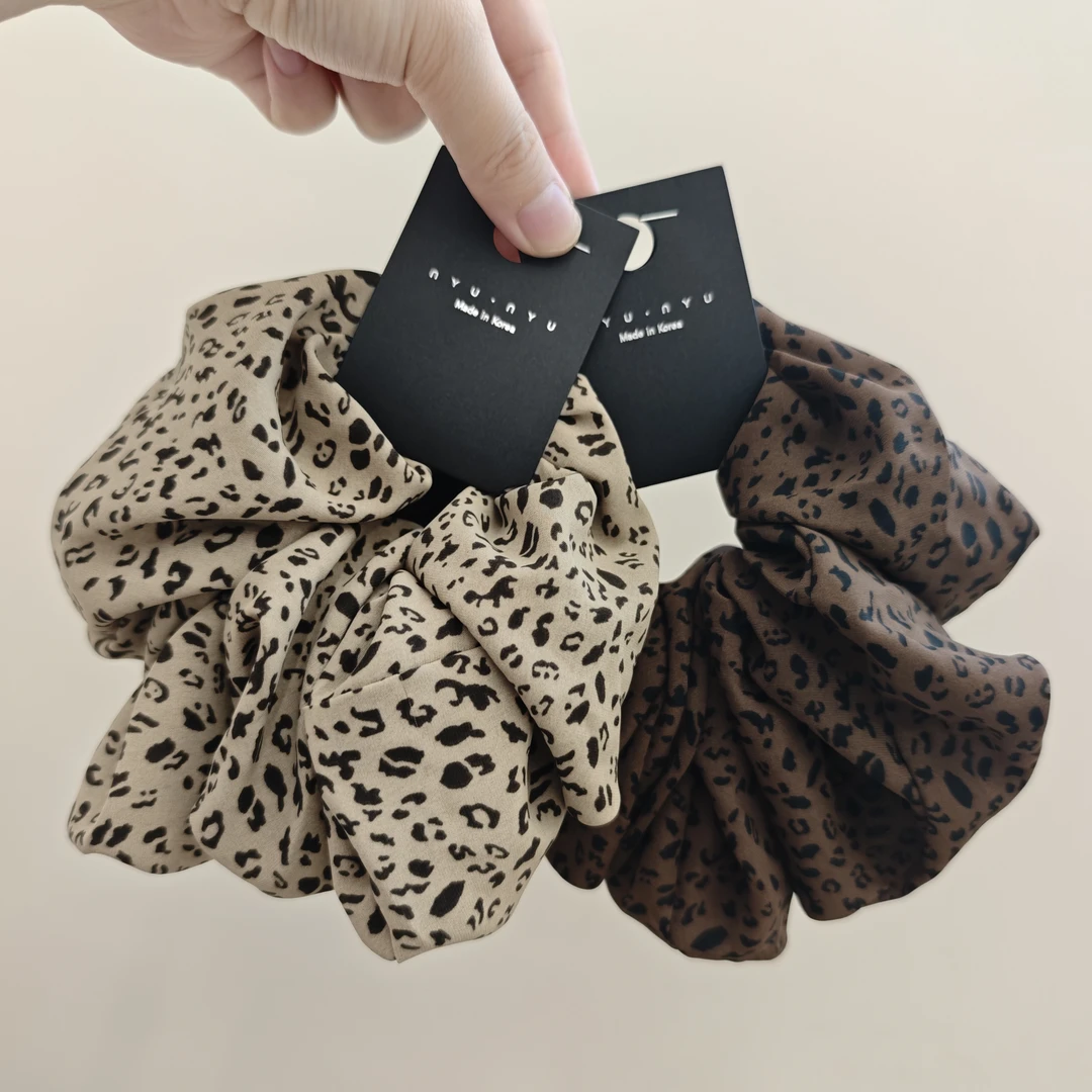 慵懒调性新韩系东大门缎面豹纹发圈面膜大肠圈高级感发饰秋冬头饰